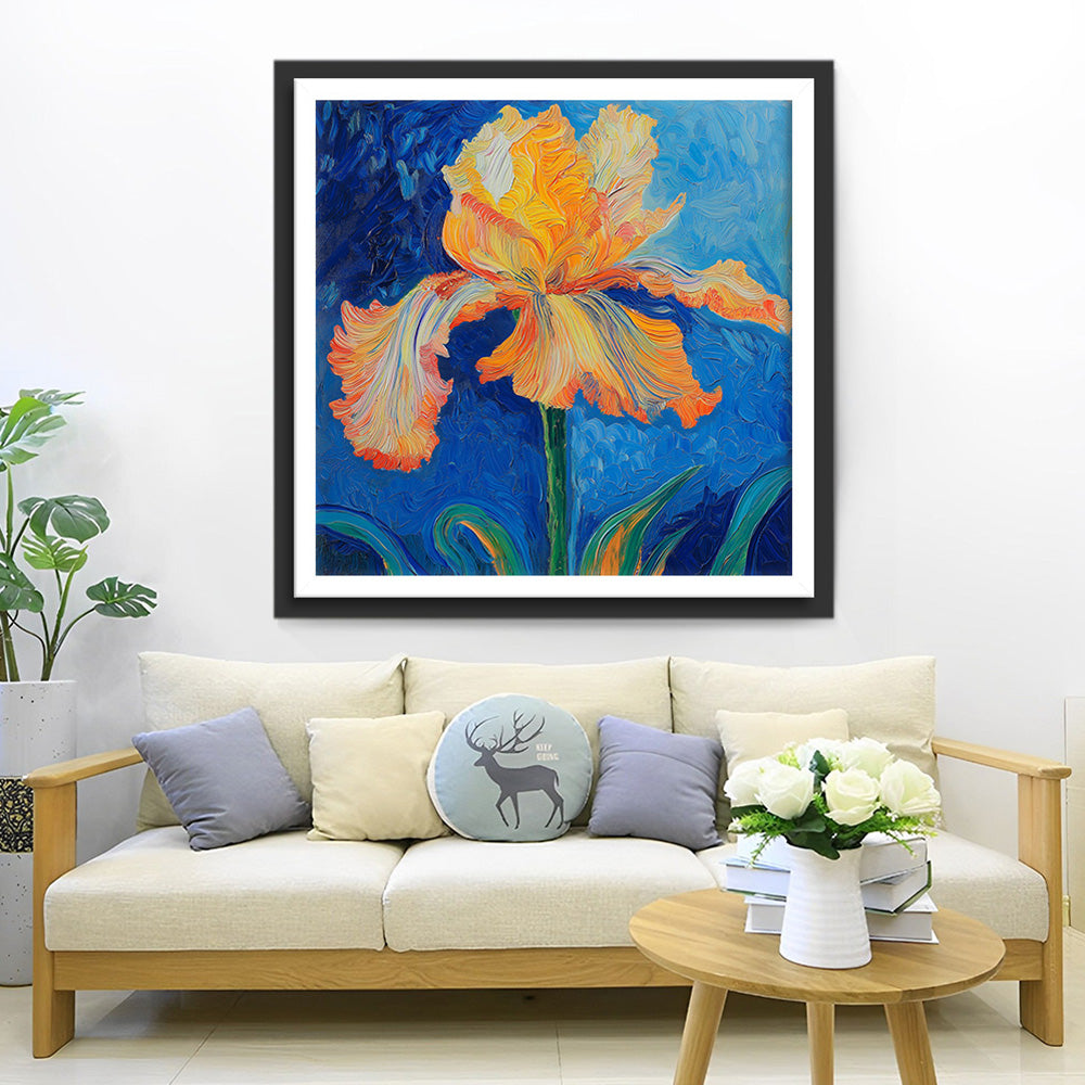 Orangefarbene Irisblüte Diamond Painting