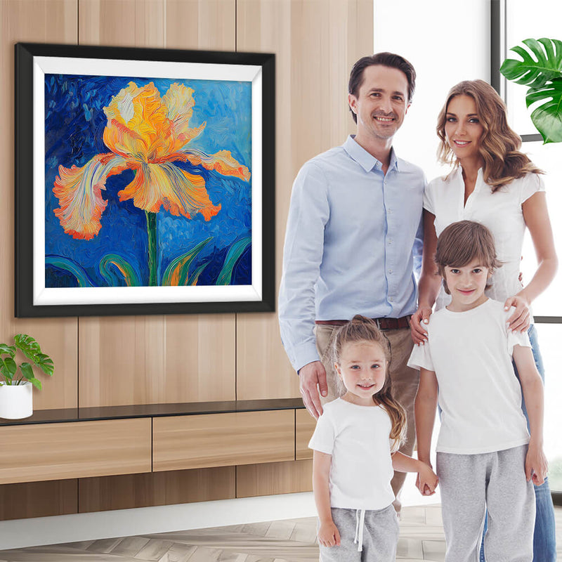 Orangefarbene Irisblüte Diamond Painting