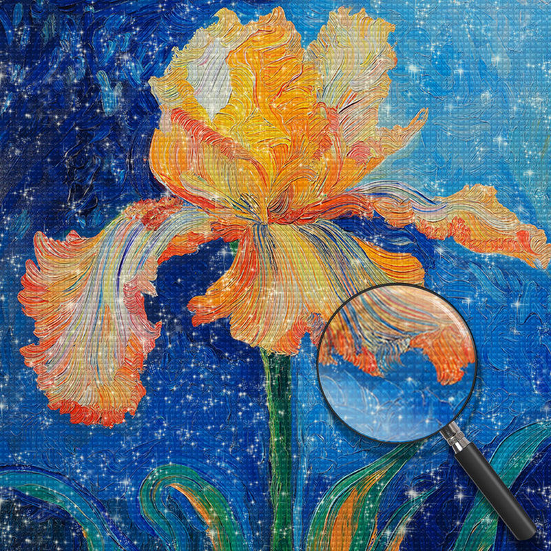 Orangefarbene Irisblüte Diamond Painting