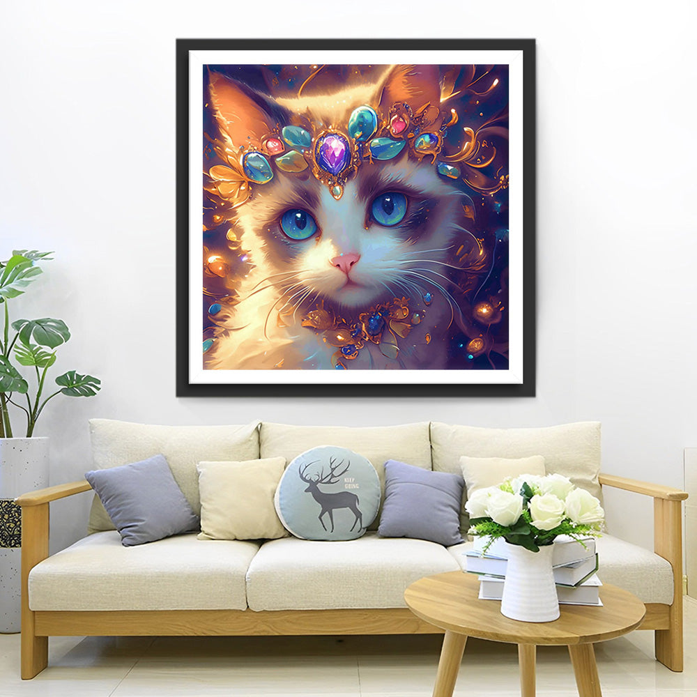 Orangefarbene Katze mit Juwelen Diamond Painting