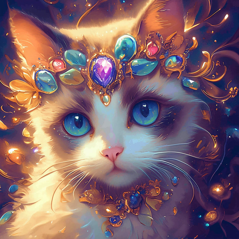 Orangefarbene Katze mit Juwelen Diamond Painting