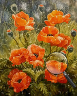 Orangefarbene Mohnblumen und Knospen Diamond Painting