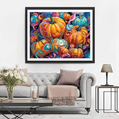 Orangefarbene und blaue Kürbisse Diamond Painting