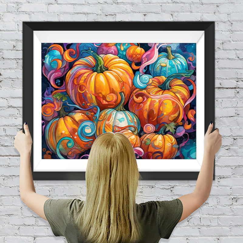 Orangefarbene und blaue Kürbisse Diamond Painting