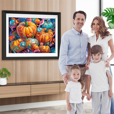 Orangefarbene und blaue Kürbisse Diamond Painting