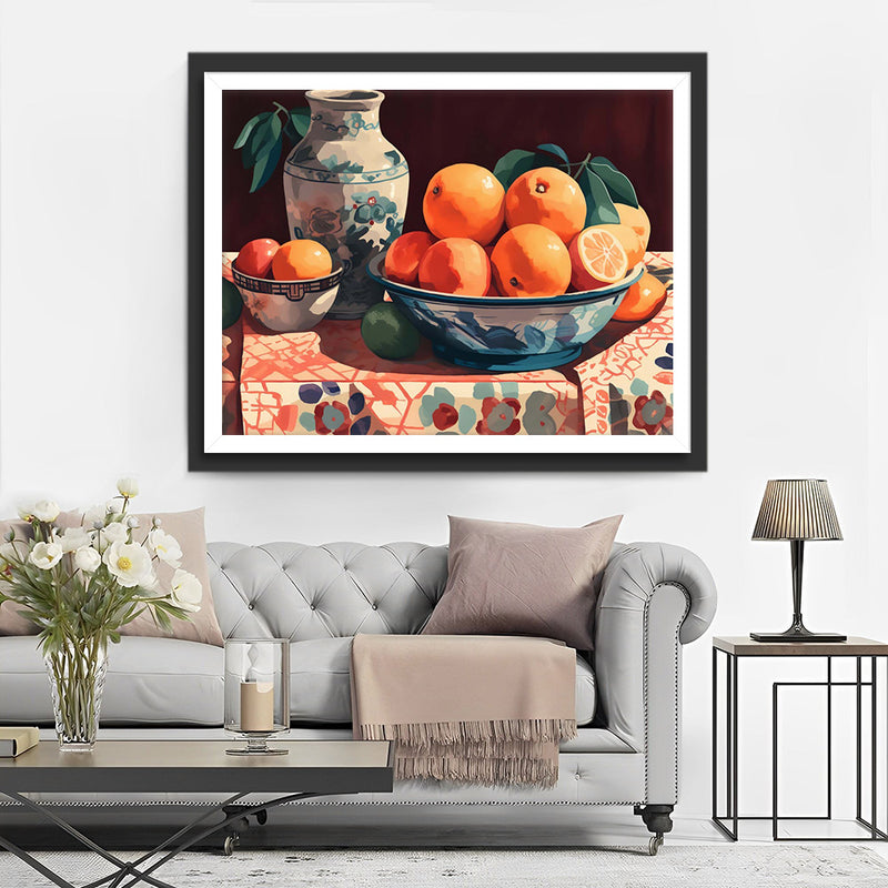 Orangen und Porzellanvase Diamond Painting