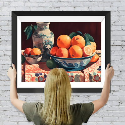 Orangen und Porzellanvase Diamond Painting