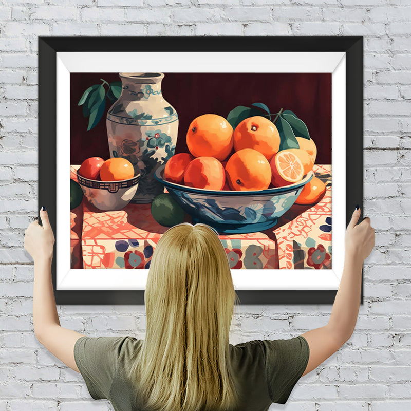 Orangen und Porzellanvase Diamond Painting