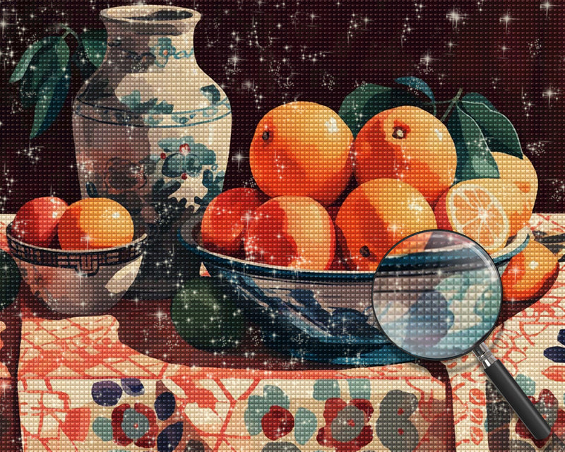 Orangen und Porzellanvase Diamond Painting