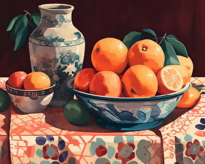 Orangen und Porzellanvase Diamond Painting