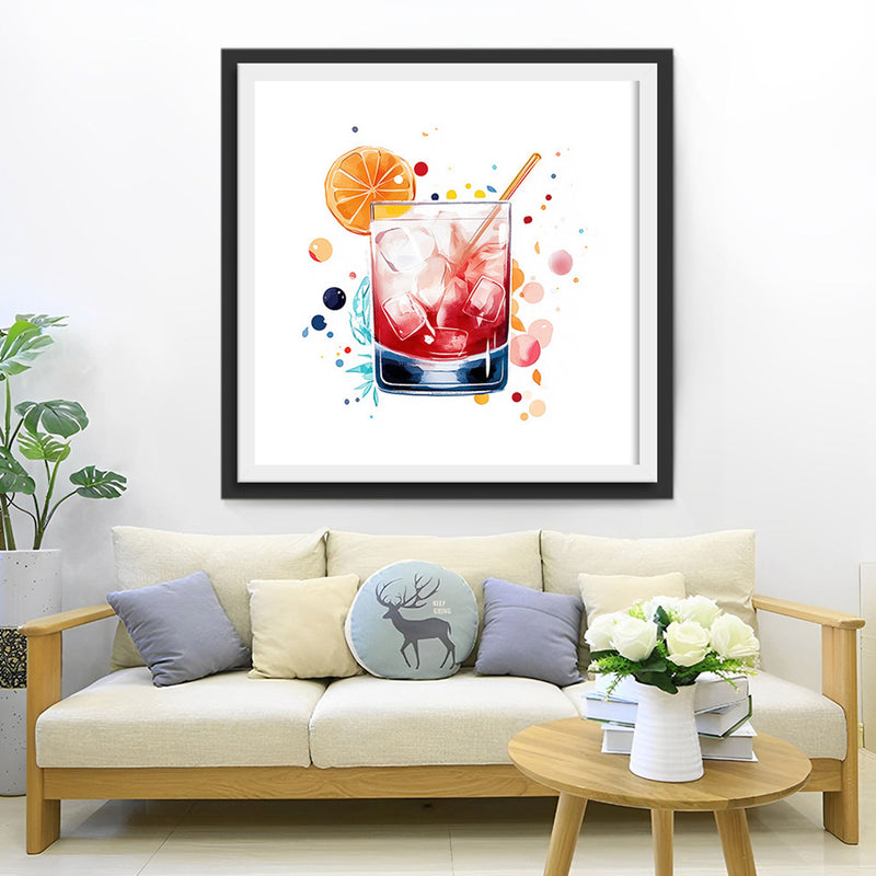 Orangensaft-Cocktail mit Eis Diamond Painting