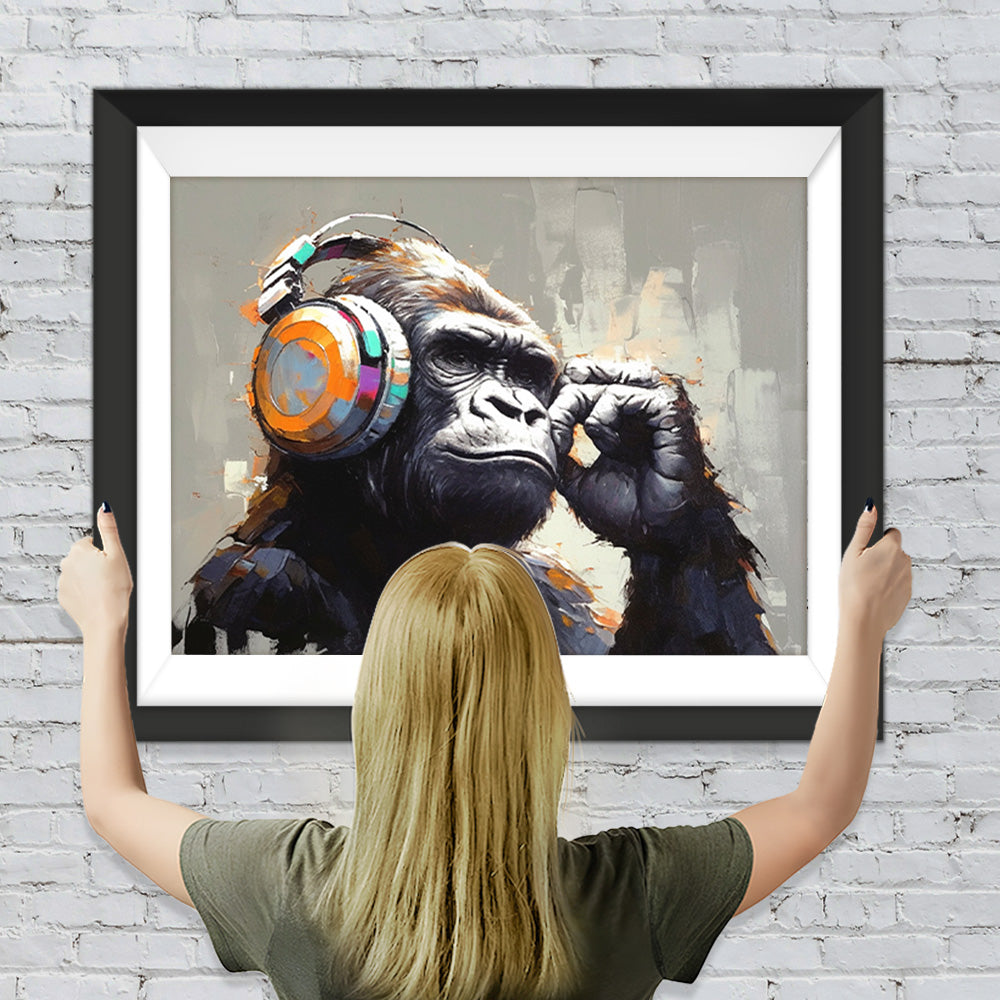 Orangutan Wearing Headphones Diamond Painting