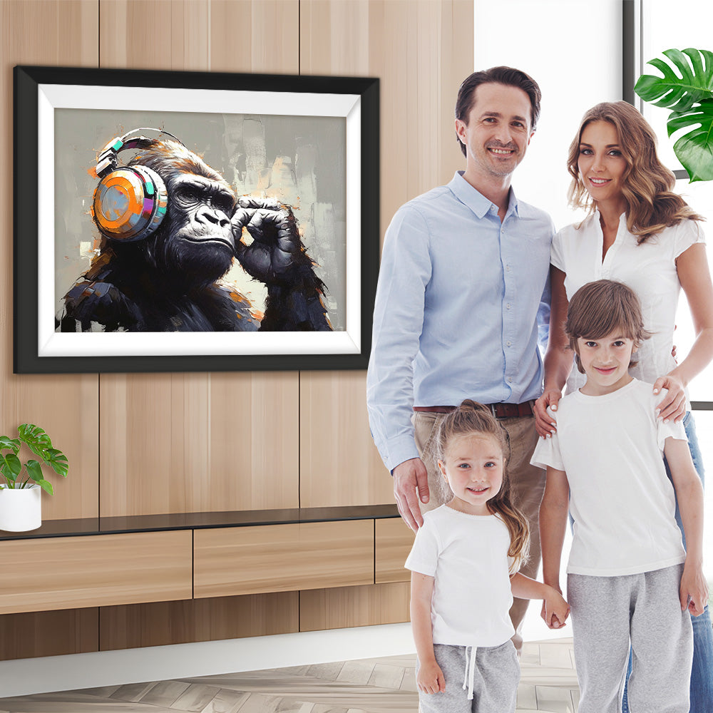 Orangutan Wearing Headphones Diamond Painting