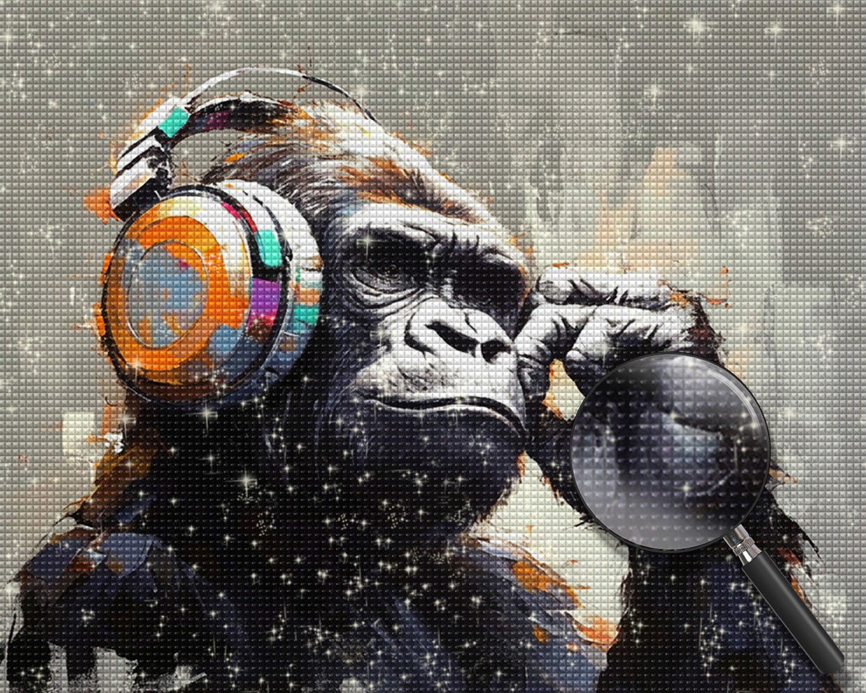 Orangutan Wearing Headphones Diamond Painting