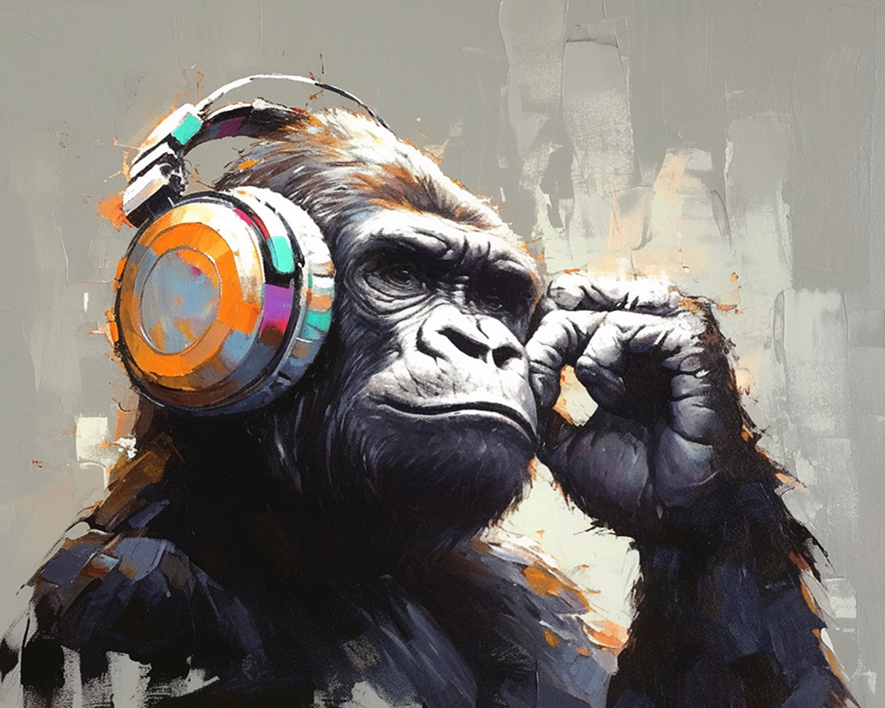 Orangutan Wearing Headphones Diamond Painting