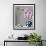 Orchidee in blau-weißer Porzellanvase Diamond Painting