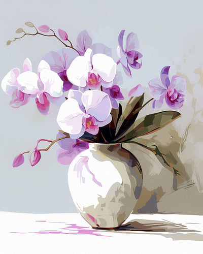 Orchidee in Weißer Vase Diamond Painting