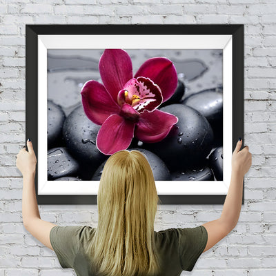 Orchidee und Steine Diamond Painting