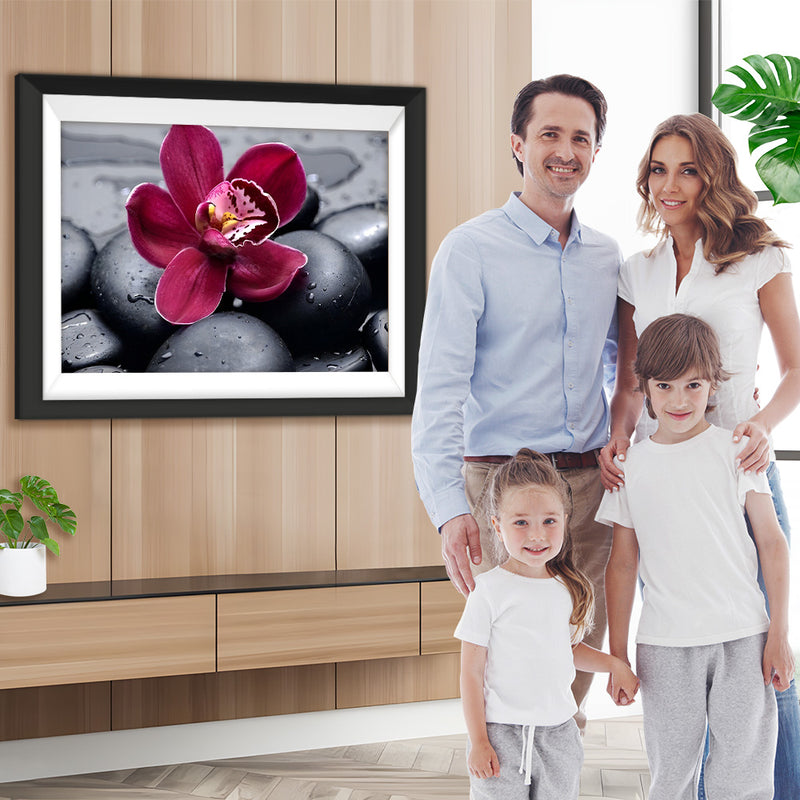 Orchidee und Steine Diamond Painting