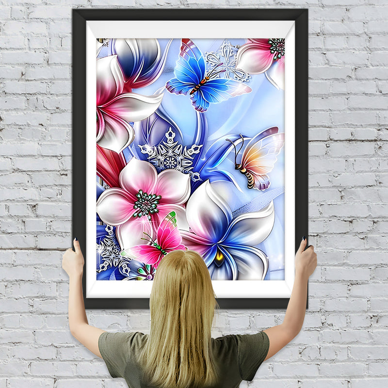 Orchideen, Schmetterlinge und Schneeflocken Diamond Painting