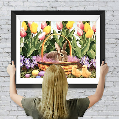 Ostereier Kaninchen Küken Tulpen Diamond Painting