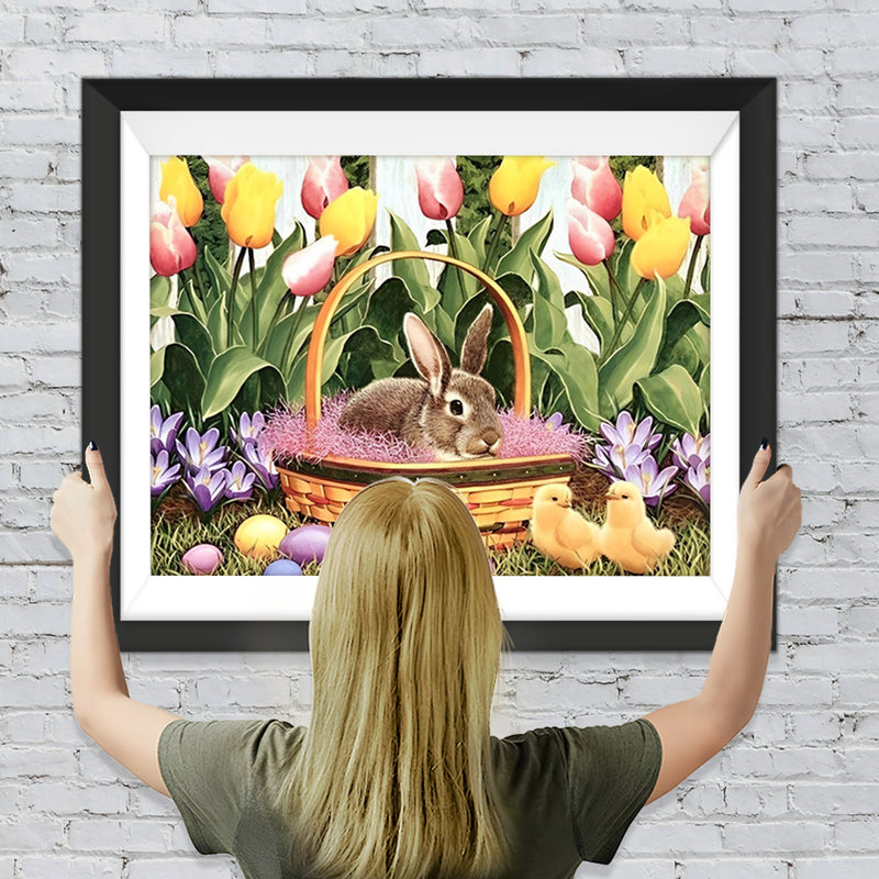 Ostereier Kaninchen Küken Tulpen Diamond Painting