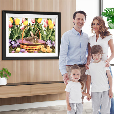 Ostereier Kaninchen Küken Tulpen Diamond Painting