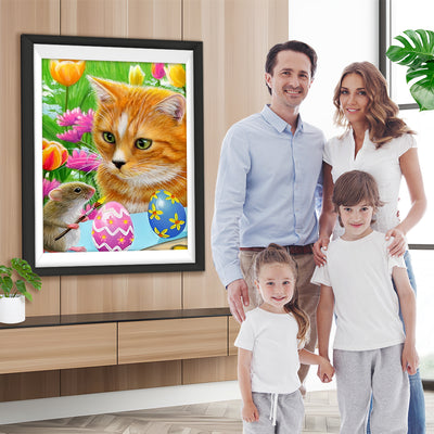 Ostereier, Katze und Maus Diamond Painting