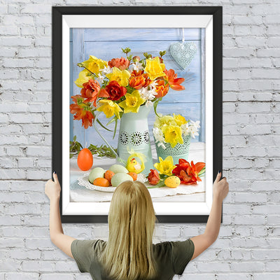 Ostereier und Blumen Diamond Painting