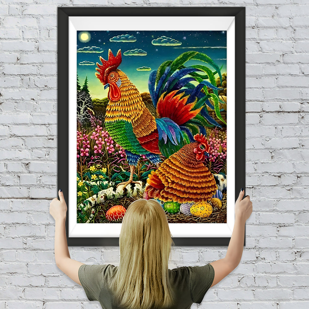 Ostereier und Hahn Diamond Painting