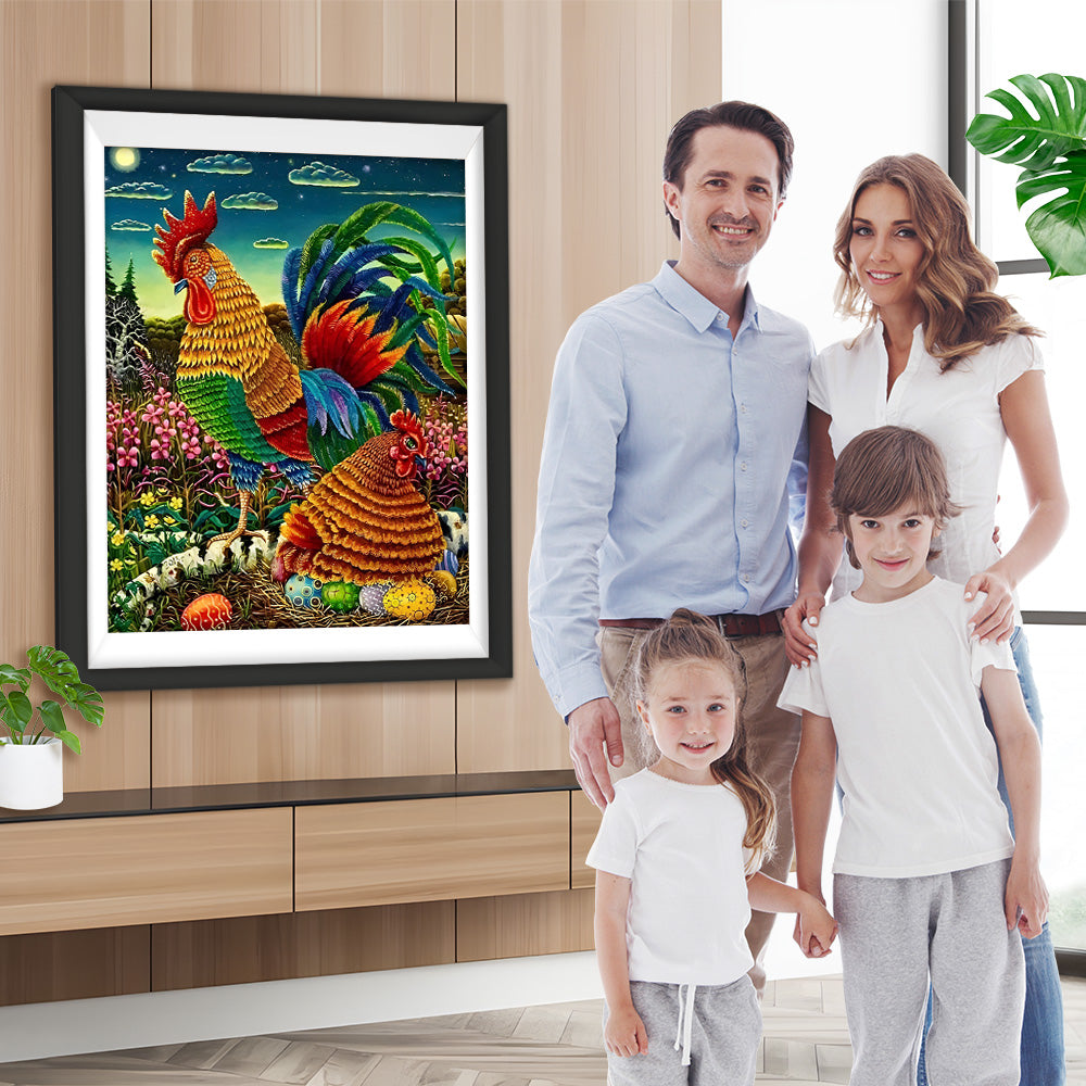 Ostereier und Hahn Diamond Painting