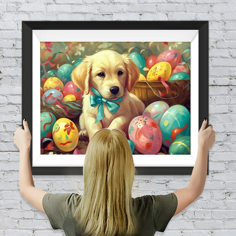 Ostereier und Hündchen Diamond Painting