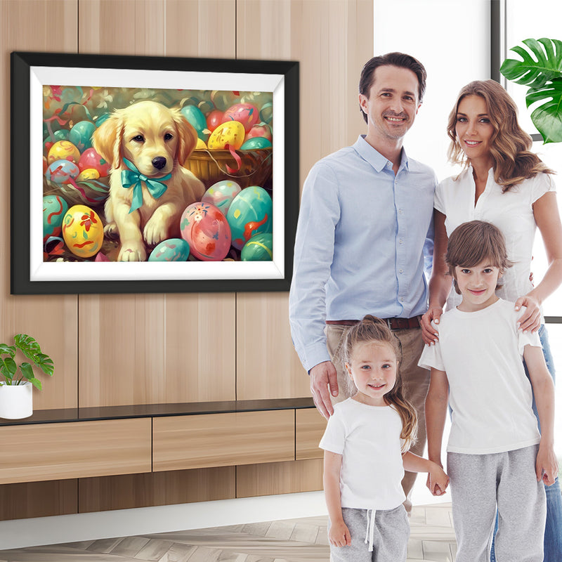 Ostereier und Hündchen Diamond Painting