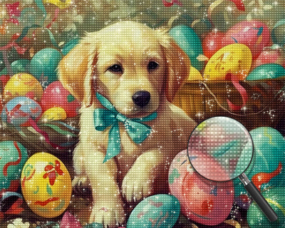 Ostereier und Hündchen Diamond Painting
