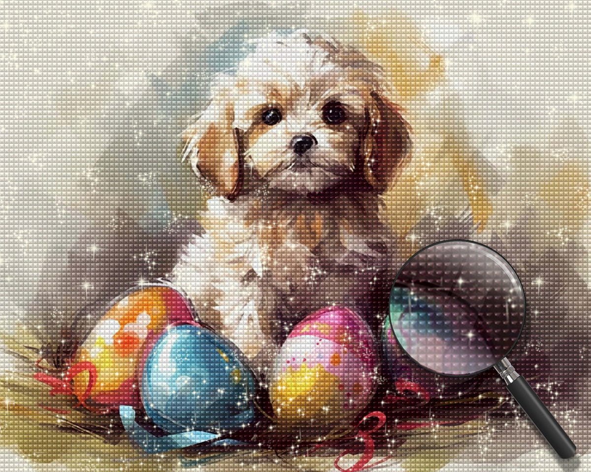 Ostereier und Hund Diamond Painting