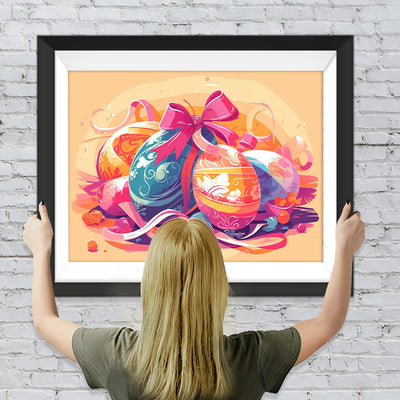 Ostereier und rosa Schleife Diamond Painting