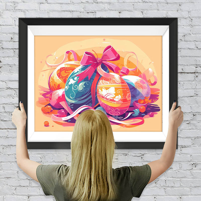 Ostereier und rosa Schleife Diamond Painting