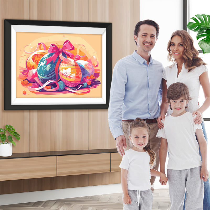 Ostereier und rosa Schleife Diamond Painting