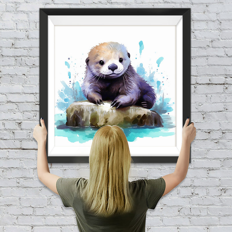 Otter auf einem Felsen im Wasser Diamond Painting