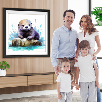 Otter auf einem Felsen im Wasser Diamond Painting