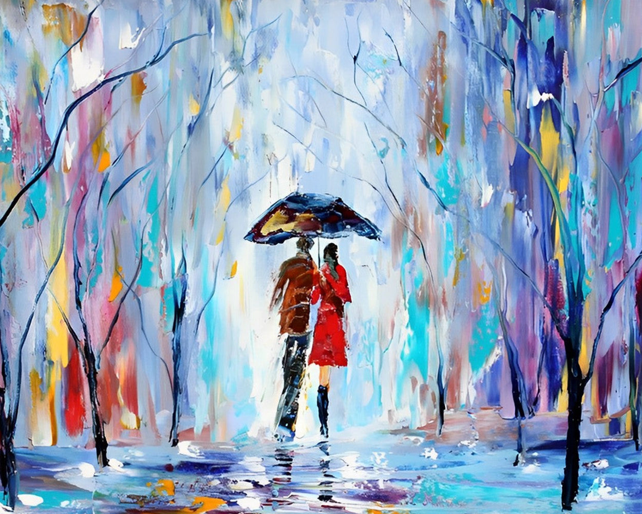 Paare beim Wandern im Wald Diamond Painting