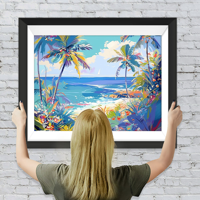 Palmen am Meer Diamond Painting