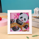 Panda auf dem Blumenbaum Mini-Kristallpünktchen Diamond Painting