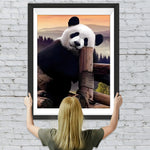 Panda auf dem Holzpfahl Diamond Painting