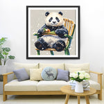 Panda auf einem Bambusstuhl sitzend Diamond Painting