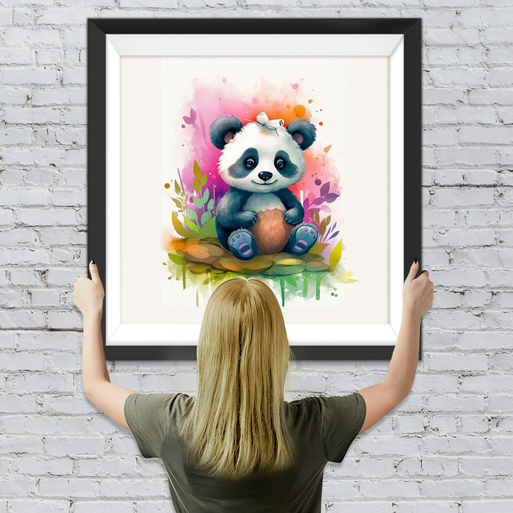 Panda auf einem Steinhaufen sitzend Diamond Painting