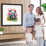 Panda auf einem Steinhaufen sitzend Diamond Painting