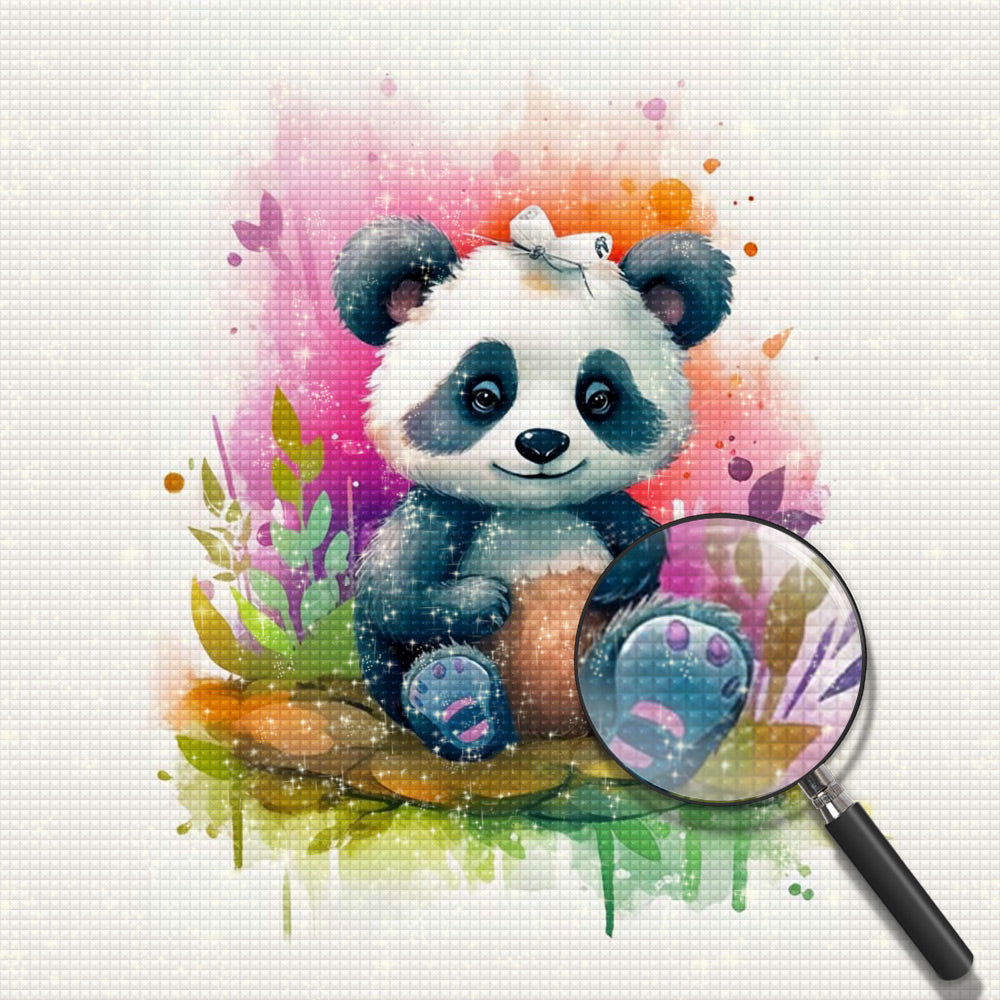 Panda auf einem Steinhaufen sitzend Diamond Painting