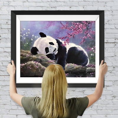 Panda auf Felsen Diamond Painting