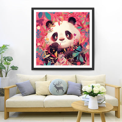 Panda auf Rosa Hintergrund Diamond Painting